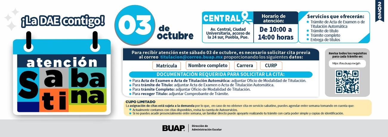 Atención sabatina 03 octubre 2026
